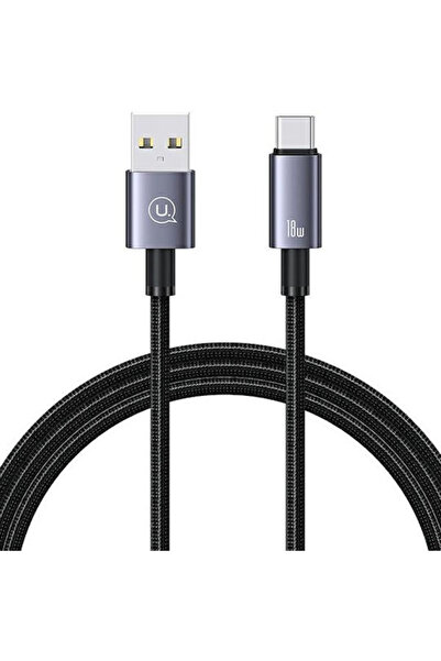 Usams Πλεγμένο Καλώδιο USB 2.0 USB-C Αρσενικό - USB-A 60W Γκρι 1.2μ US-SJ663