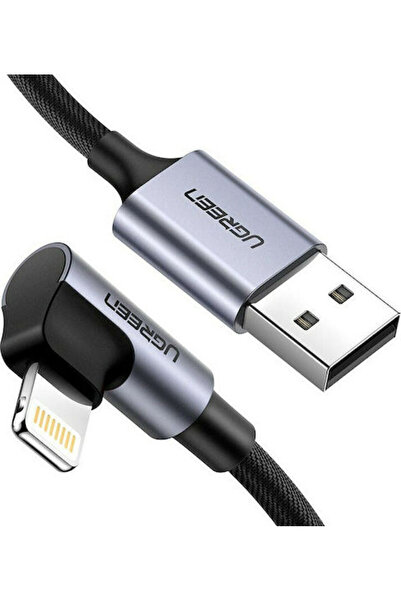 Ugreen US299 Γωνία (90 ° Πλεγμένο καλώδιο USB-A σε Lightning, Μαύρο, 1μ (60521)