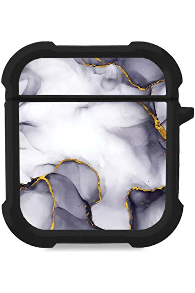Other Θήκη Σιλικόνης Σειράς Μάρμαρο για AirPods 1/2, Μωβ-Γκρι