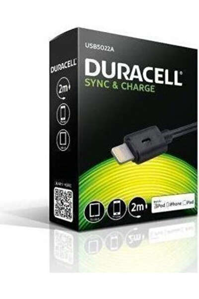 Duracell Καλώδιο USB-A σε Lightning Μαύρο 2μ (USB5022A)