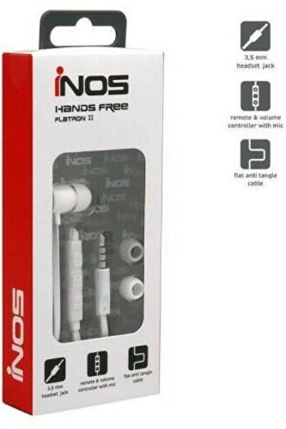 inos Flatron II Μονοφωνικό Μονό Ενδοωτικό Handsfree με βύσμα 3.5mm Λευκό