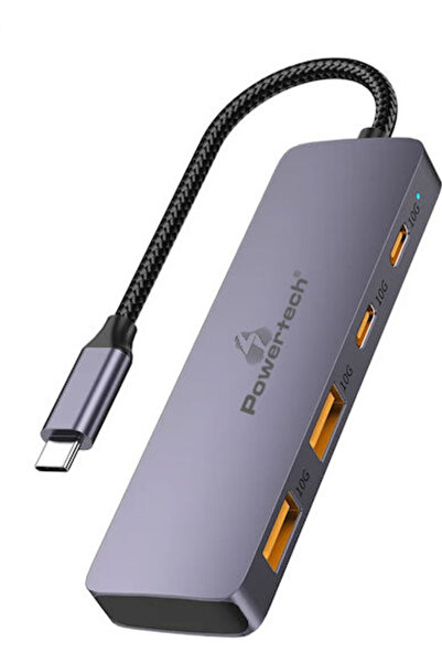 POWERTECH Διανομέας USB 3.2 4 θυρών με σύνδεση USB-C Γκρι Κωδικός: CAB-UC082