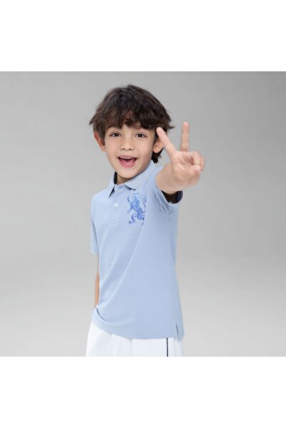 Giordano Kids’ Slim Fit Lion Embroidered Cotton Polo