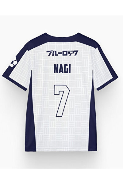 Touz Moda Beyaz Anime Blue Lock 7 Nagi Forma Unisex Tişört