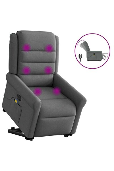 vidaxl Fotoliu electric masaj rabatabil cu ridicare, gri închis textil