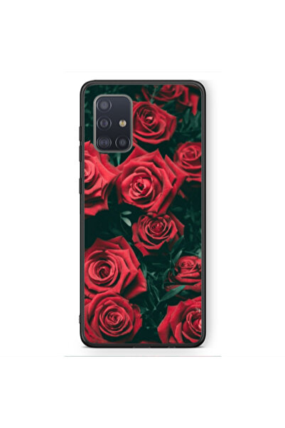 Other Samsung A71 Red Roses Black Glossy Θήκη
