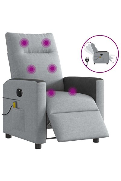 vidaxl Fotoliu electric de masaj rabatabil, gri deschis, microfibră