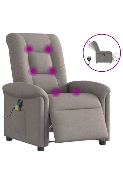 vidaxl Fotoliu electric de masaj rabatabil, gri taupe, textil