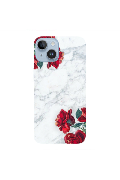 Other Apple iPhone 14 red roses marble Transparent Silicone TPU Θήκη