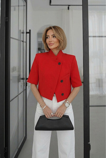 Safgiyim44 Kısa Kollu Crop Blazer Ceket