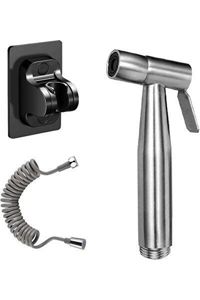 The Bros Bidet Toilet Spray Gun Set (stainless steel spray gun+black non perf...