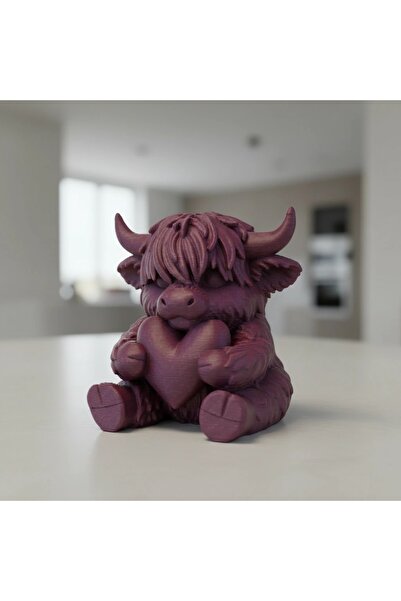 OEM Decorative Figurine Highland Calf with Heart, Symbol of Affection