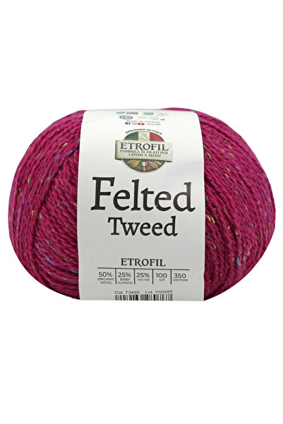 Etrofil Filcana pređa za pletenje od tvida, malina, 50% organska merino vuna,...