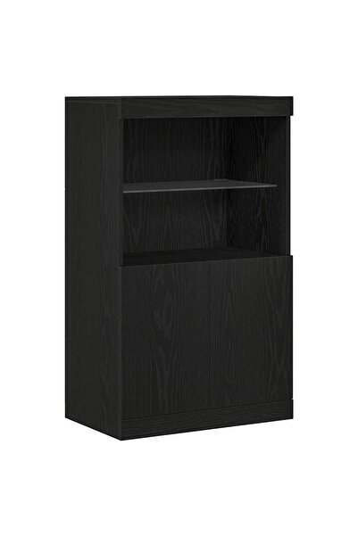 vidaxl Bufet LED Negru 60 x 37 x 100 cm Lemn compozit
