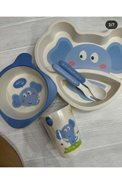 Generic Kids Dinner Set 5 pcs Carton Tableware Dish Children Bamboo Fiber Pla...