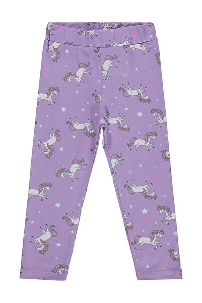 Civil Girls Colanți cu imprimeu Unicorn pentru copii de 2-5 ani - Liliac