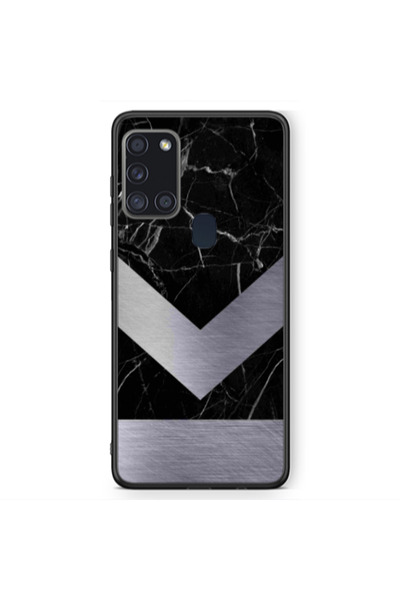 Other Samsung A21S Marble Arrow Down Black Glossy Θήκη