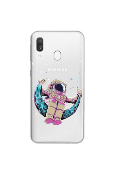 Other Samsung A40 Astronaut swinging on the moon Transparent Silicone TPU Θήκη