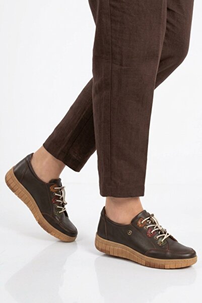 Aspor Brown Genuine Leather Women's Casual Shoes