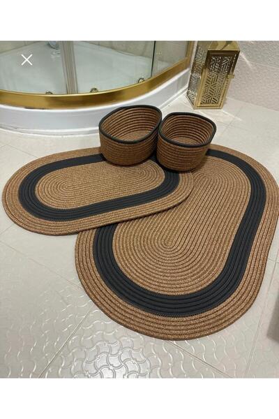 JÜTEX HOME Jute, Wicker, Bathroom Mat Set, Bathroom, Set, Toilet Set, 4-Piece