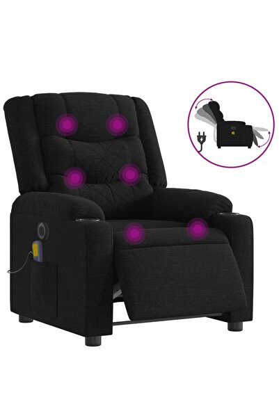 vidaxl Fotoliu electric de masaj rabatabil, negru, textil