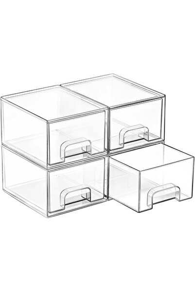 Generic Vtopmart 4 Pack Small Clear Stackable Storage Drawers,Acrylic Bathroo...