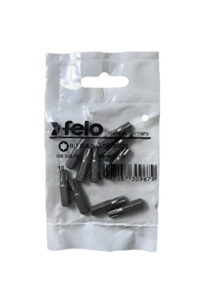 FELO Set de 10 biți Torx cu profil industrial, C6.3, TX30, 25mm