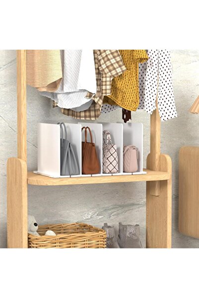 Arabest 5-Row Adjustable Purse Organizer for Closet, Plastic Shelf Dividers f...
