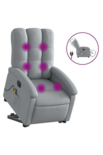 vidaxl Fotoliu electric masaj rabatabil cu ridicare, gri închis textil