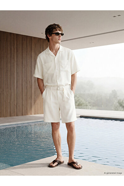LC Waikiki Nevavm Regular Fit Belted Men's Shorts with Difference