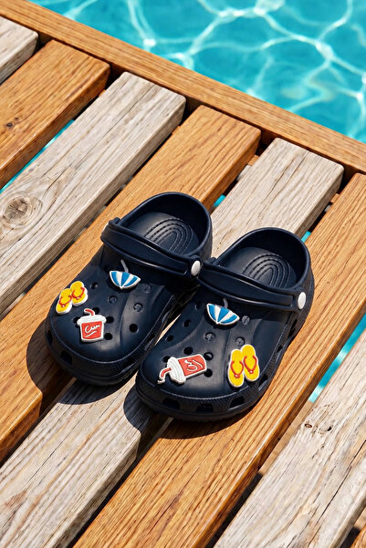 REMSA Baby Top Sticker Detail Sandals Slippers 100-3 Navy Blue