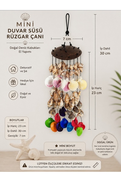 Mini Shell Wind Bell Wall Ornament Handmade Decorative Hanger 23 cm