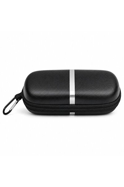 SHOPIENS Rigid Case for Sunglasses Black with Silver Stripe Zipper Carabiner ...