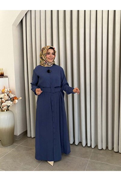 Armine TREND TRENÇ MODEL TENCEL ELBİSE İNDİGO