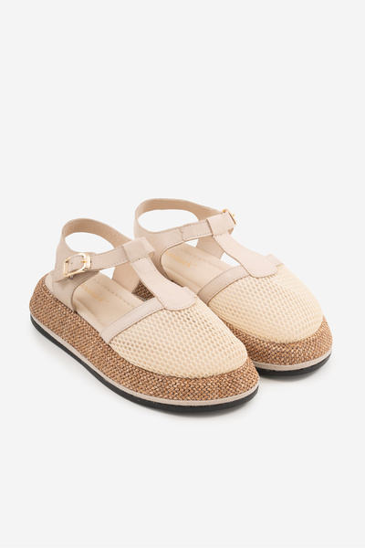 SHOEMARK Marzo Bej Hakiki Deri &File Kadın Sandalet