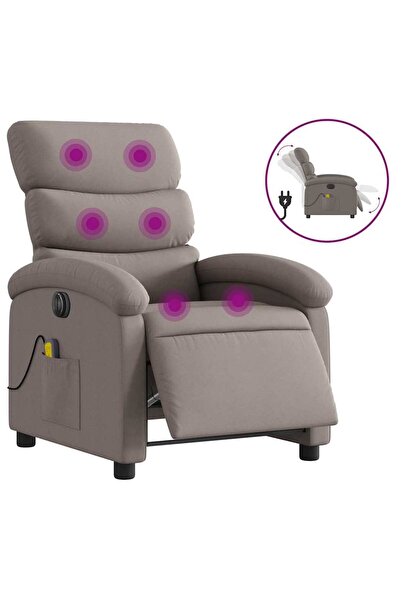 vidaxl Fotoliu electric de masaj rabatabil, gri taupe, textil