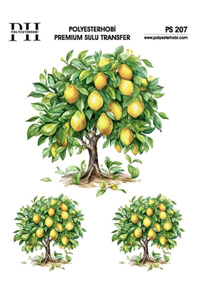POLYESTERHOBİ Premium Water Transfer 25X35 cm Lemon Tree Patterned Ps 207