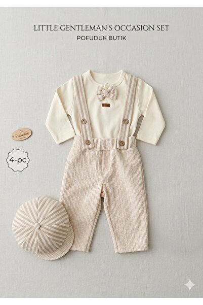 PofudukButik Pofuduk Butik Erkek Bebek Kasketli Salopet Takım - %100 Pamuklu ...