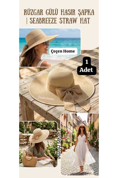 ÇEÇEN HOME (1 bucată) Pălărie de paie supradimensionată, mercerizată, extra l...