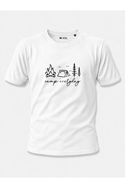 North Whiskers Campfire and Tent Themed Custom Printed Navy Blue 100% Cotton ...