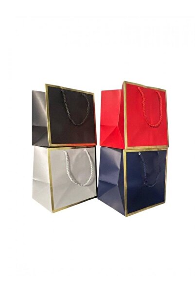 OEM Pungi Cadou Chenar Auriu Late 12/set 21x22x17cm Rosu