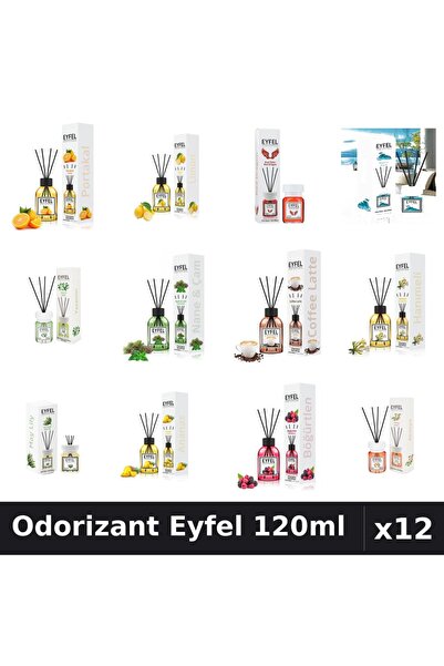 Eyfel Set 12 Odorizant Camera Betisoare 120ml - 12 Arome Asortate, Parfum Intens