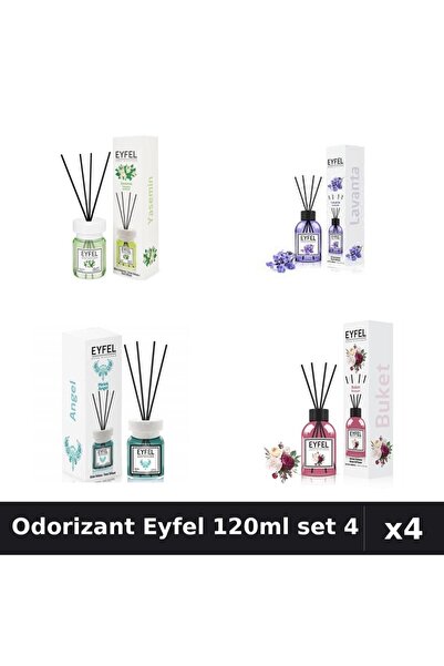 Eyfel Set 4 Odorizant Camera Betisoare 120ml - Iasomie, Lavanda, Angel, Bouquet