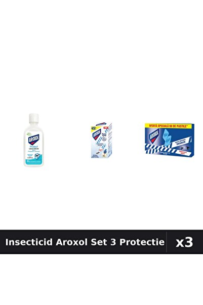 Aroxol Set 3 Insecticid - Loțiune 85ml, Aparat Electric, Pastile 60 Bucati