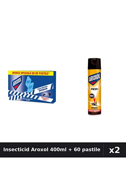 Aroxol Set 2 Insecticid - Pastile 60 bucati + Spray 400ml - Anti Gandaci Tantari