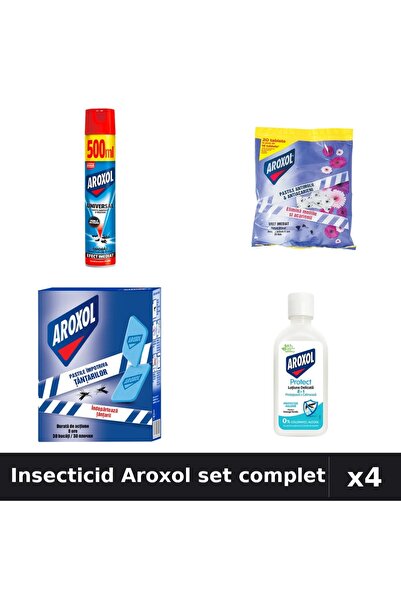 Aroxol Set 4 Insecticid - Spray 500ml, Pastile 20+30 buc, Loțiune 85ml - Prot...