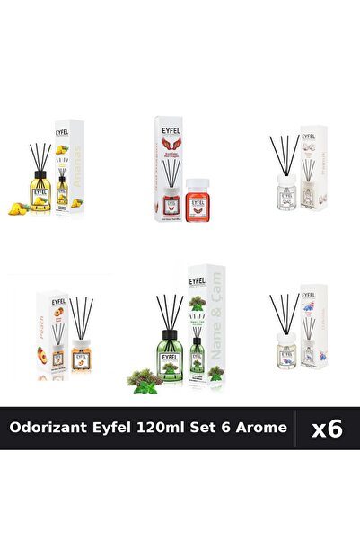 Eyfel Set 6 Odorizante Camera Betisoare 120ml - Ananas, Bumbac, Orhidee, Pier...