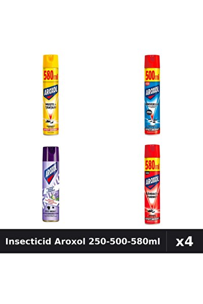 Aroxol Set 4 Spray Insecticid 250ml-500ml-580ml - Anti Insecte Eficient