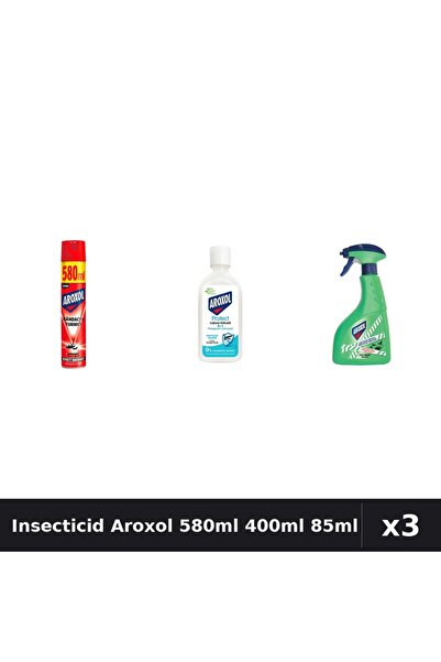 Aroxol Set 3 Insecticid 580ml + 400ml + Loțiune Repelent 85ml - Protecție Casă