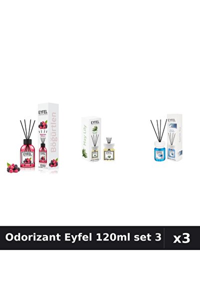 Eyfel Set 3 Odorizant Camera Betisoare 120ml - Fructe Pădure, Lacramioare, Co...